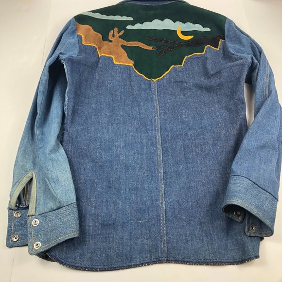 Antonio Giuseppe Vintage 1976 One-of-A-Kind Denim & Leather Suit Hippie Rare - Picture 12 of 17